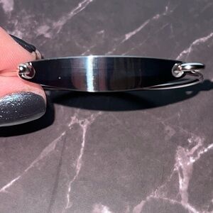 Plunder Men's Polished Silver ID Bangle Bracelet